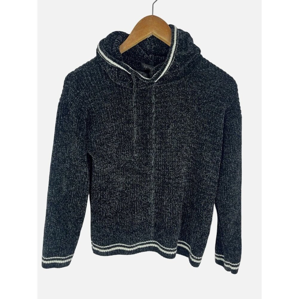 Rachel Zoe Cozy Black Sweater with White Trim